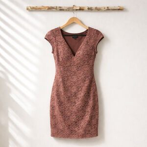 0152 NWT Connected Apparel Size 4P Cocktail Dress in a Smokey Rose Color.